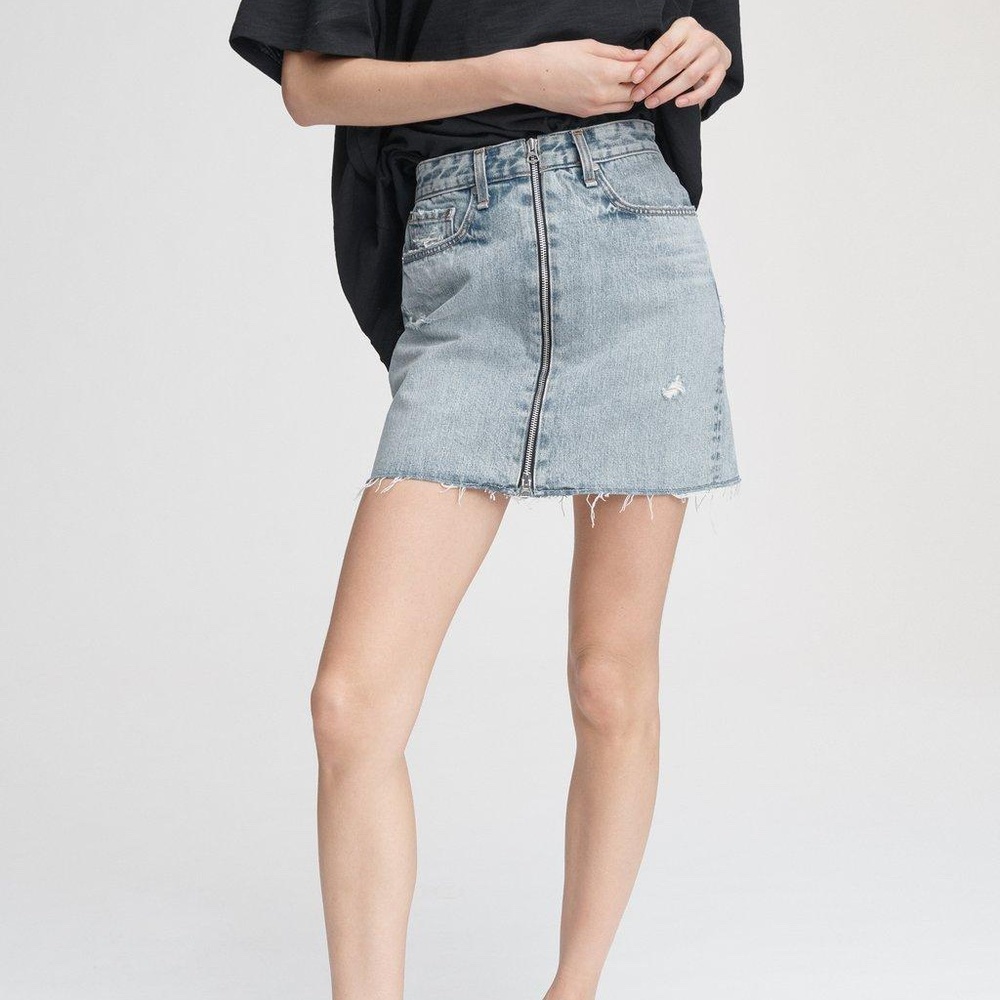 rag & bone Anna Denim Distressed Frayed mini Skirt